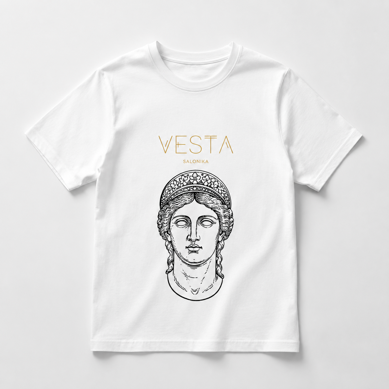 Men’s White T-Shirt – Fazzia of Hera VESTA SALONIKA