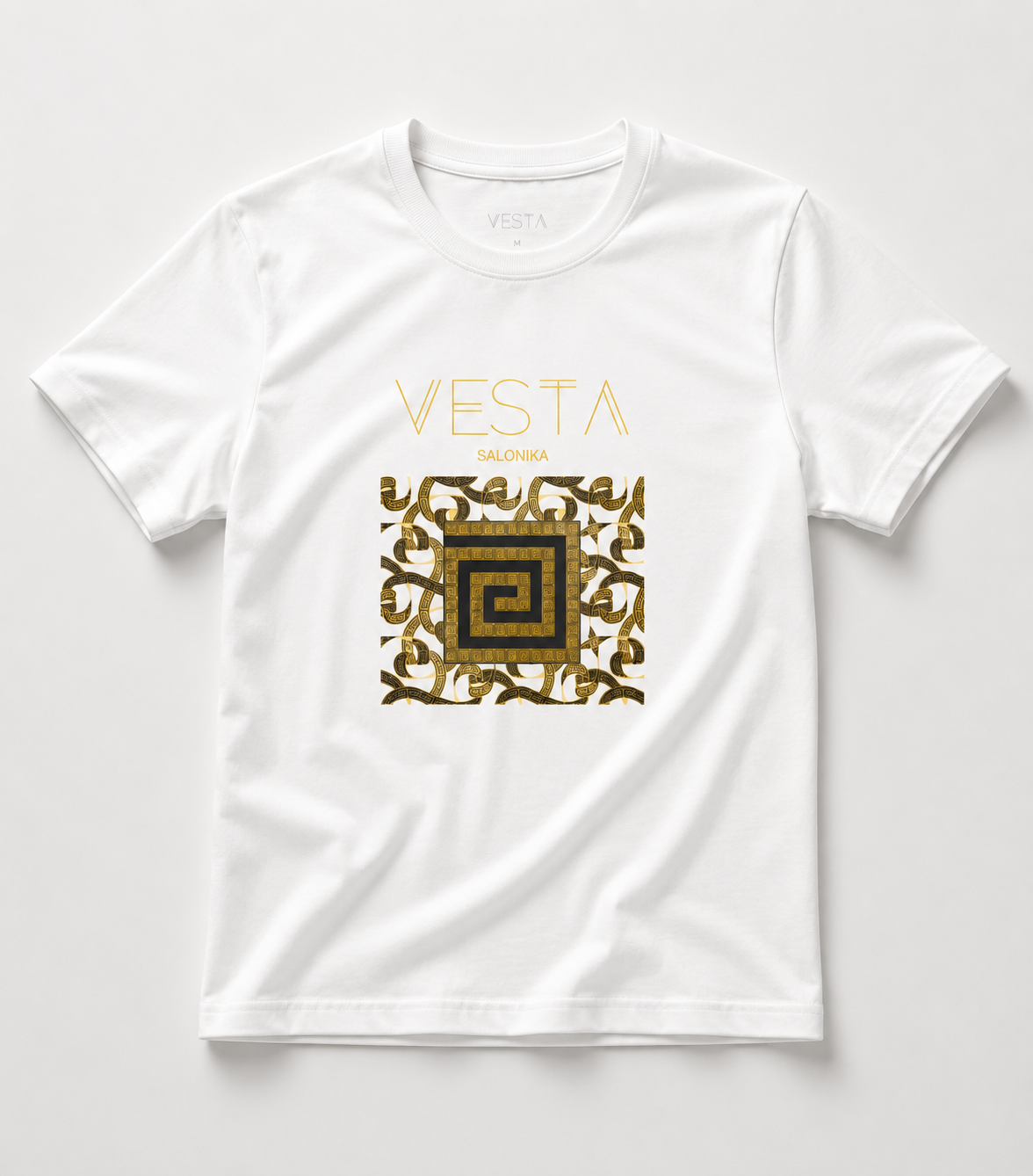 Campani™ Men´s White T-Shirt – Greek Key Design